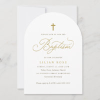 Elegante Goldkreuz-Schrift-Kalligrafie-Taufe
