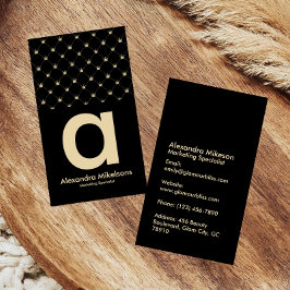 Elegante Goldkronengitter Schwarz Minimal Visitenkarte