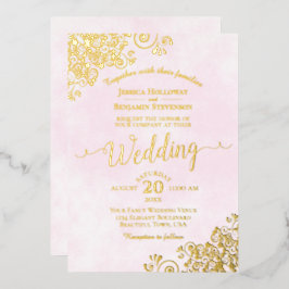Elegante Goldlace auf Extravaganter Hochzeit in he Folieneinladung