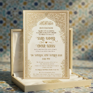Elegante Goldlace islamische Nikkah-Hochzeit  Einladung