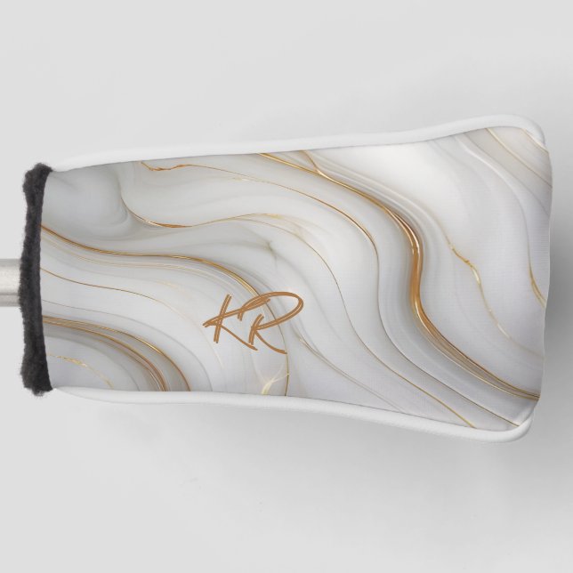 Elegante Goldmarmor-Monogramm-Geschenke Golf Headcover (Vorderseite)