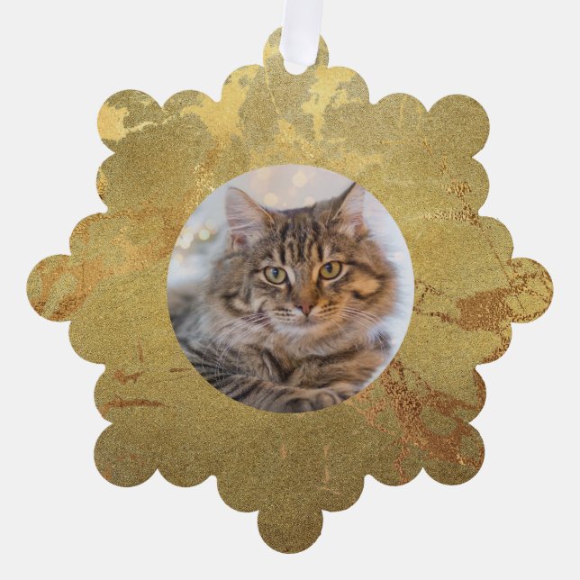 Elegante Goldmarmorkatze Ornament Karte (Vorderseite)