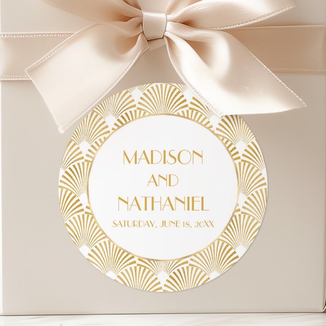 Elegante Goldmedaille Art Deco Runder Aufkleber (Von Creator hochgeladen)