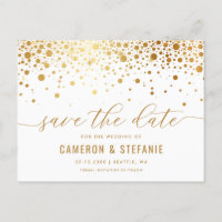 Elegante Goldmedaille Confetti Save the Date