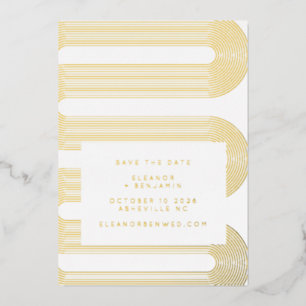 Elegante Goldmedaille Moderne Linien Save the Date Folieneinladung