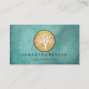 Elegante Goldmedaille Tree Yoga und Meditation B Visitenkarte