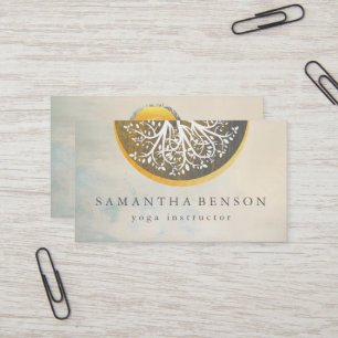 Elegante Goldmedaille Tree Yoga und Meditation B Visitenkarte