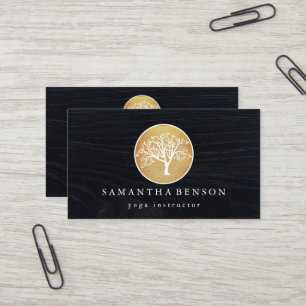 Elegante Goldmedaille Tree Yoga und Meditation Visitenkarte