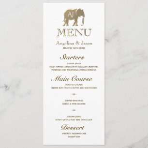 Elegante Goldmonogramm-Hochzeit Menükarte