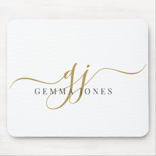 Elegante Goldmonogramm-Initialen Name Mousepad