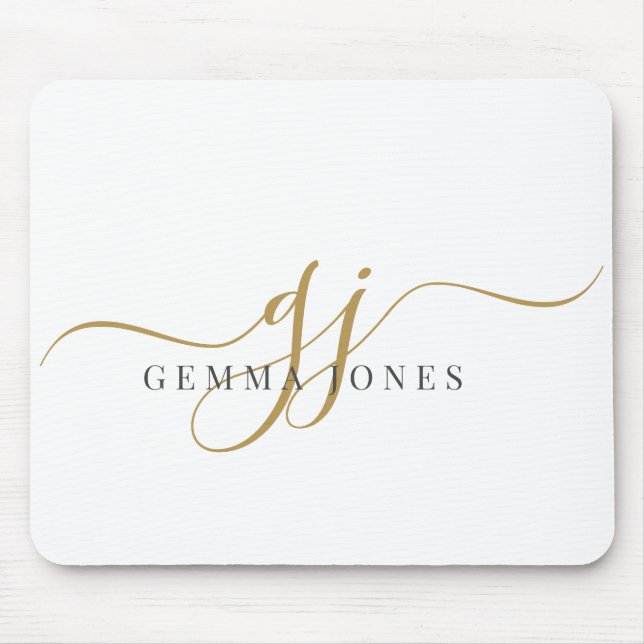 Elegante Goldmonogramm-Initialen Name  Mousepad (Vorne)