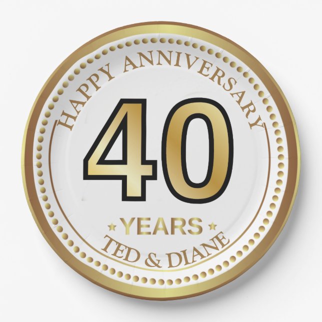 Elegante Goldpapierplatte mit bearbeitbarem Text Pappteller (Vorderseite)