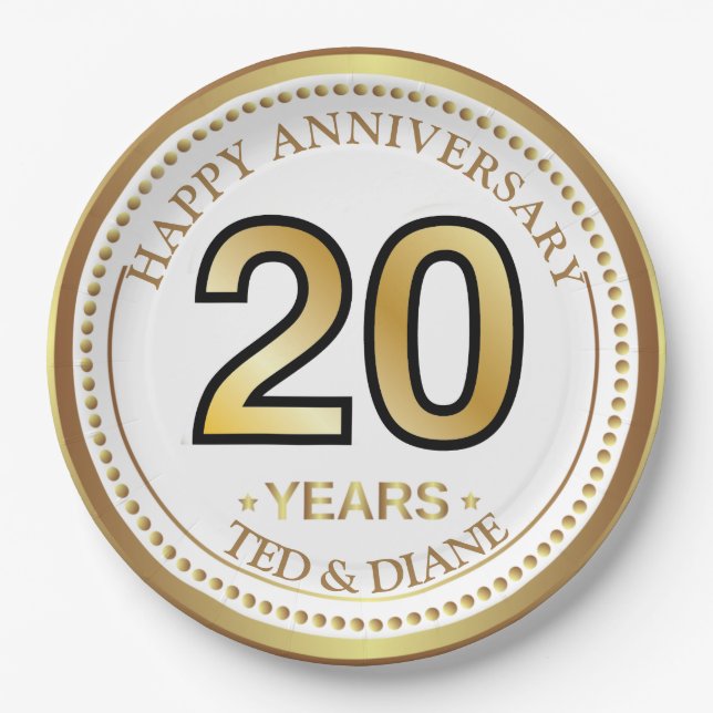 Elegante Goldpapierplatte mit bearbeitbarem Text Pappteller (Vorderseite)