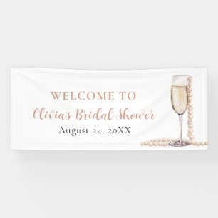 Elegante Goldperlen und Prosecco-Brautjunggesellin Banner