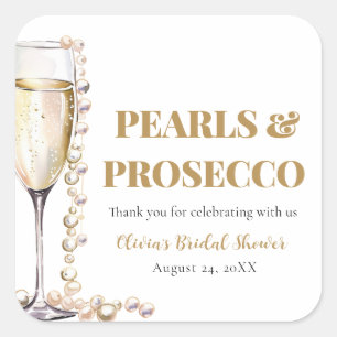 Elegante Goldperlen und Prosecco-Brautjunggesellin Quadratischer Aufkleber