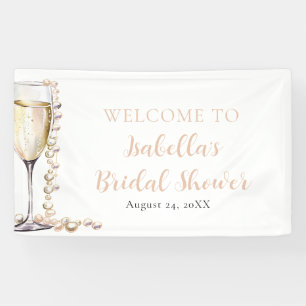 Elegante Goldperlen und Prosecco-Brautparty Banner