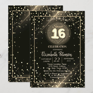 Elegante Goldpolka-Dots, Sweet 16 Party Einladung