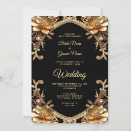 Elegante Goldrahmen-Hochzeitseinladung Einladung