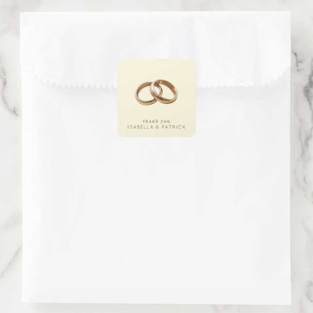 Elegante Goldringe Danke Quadratischer Aufkleber (Tasche)