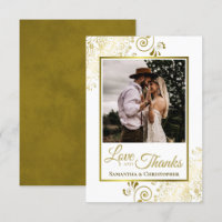 Elegante Goldröhren auf weißer Liebe und Dankeswür