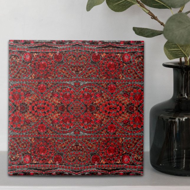 elegante Goldrubinrot-Bordeaux Fliese (elegant sophisticated gold ruby red burgundy ceramic tile)