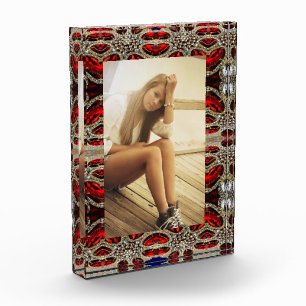 elegante Goldrubinrot-Bordeaux Fotoblock