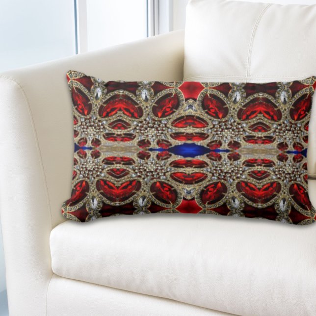elegante Goldrubinrot-Bordeaux Lendenkissen (elegant sophisticated gold ruby red burgundy lumbar pillow)