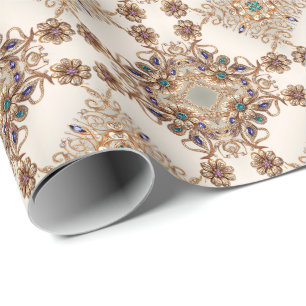 Elegante Goldschmuck Blumen Geschenkpapier