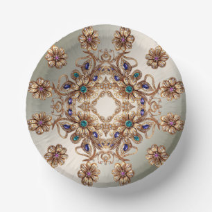 Elegante Goldschmuck Blumen Pappteller