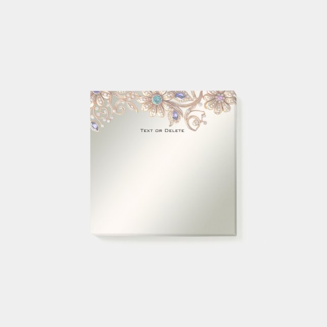 Elegante Goldschmuck-Blumen-Post-it-Notizen Post-it Klebezettel (Vorderseite)