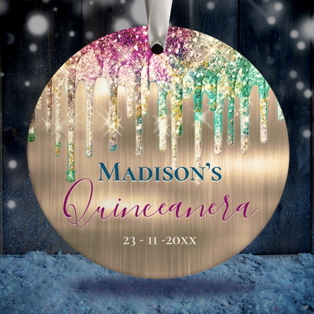 Elegante Goldschmuck Einhorn Glitzer Tropfen Quinc Keramik Ornament (Von Creator hochgeladen)