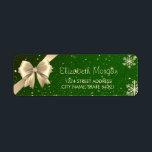 Elegante Goldschneeflocken, Bow Green Christmas La<br><div class="desc">Elegante Goldschneeflocken und Bogen auf grünem Hintergrund.Ein elegantes und raffiniertes Design.Wählen Sie den Kostümknopf,  um Stil,  Farbe und Größe des Schriftartes zu ändern.</div>