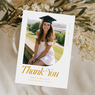 Elegante Goldschrift Abschlussfoto Abitur Dankeskarte