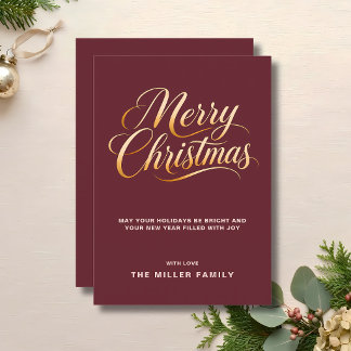 Elegante Goldschrift Frohe Weihnachtsfeiertage Feiertagskarte