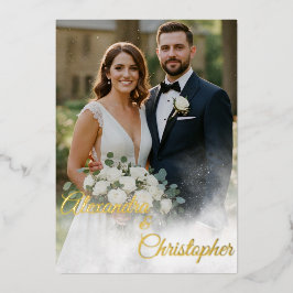 Elegante Goldschrift-Hochzeit Folieneinladung