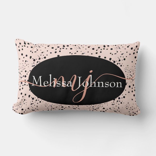 Elegante Goldschrift in der Rose auf schwarzem Kis Lendenkissen (Vorderseite)