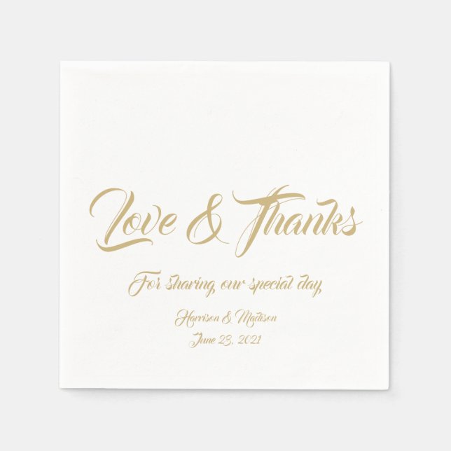Elegante Goldskripte, benutzerdefinierter Liebe- u Serviette (Vorderseite)