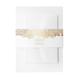 Elegante Goldspitze-weiße Hochzeit Einladungsbanderole