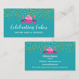 Elegante Goldsprinkles Kuchen Pop Bäckerei Visitenkarte
