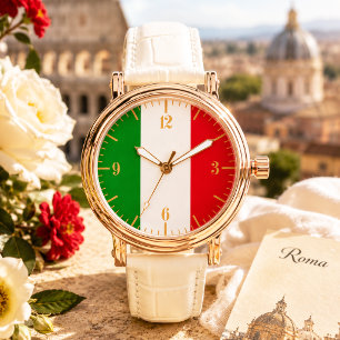 Elegante Goldstreifen Italienisch Patriotische Ita Armbanduhr