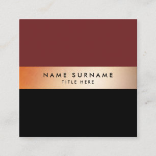 Elegante Goldstreifen-schwarzes Quadratische Visitenkarte