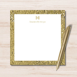 Elegante Goldtextur Eine Rahmen-Monogramm-Name  Mitteilungskarte