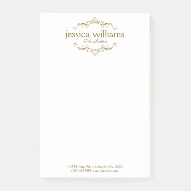 Elegante Goldtöne dekorativer Grenzrahmen Post-it Klebezettel (Vorderseite)