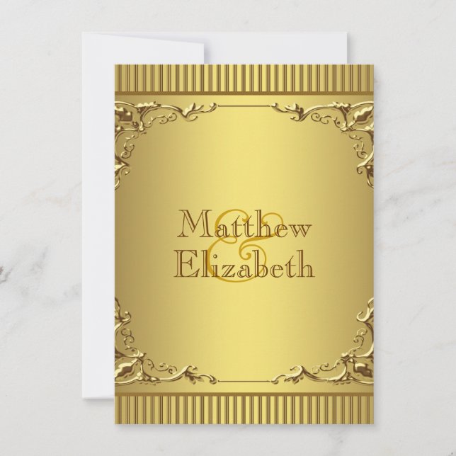 Elegante GoldWedding Einladung (Vorderseite)