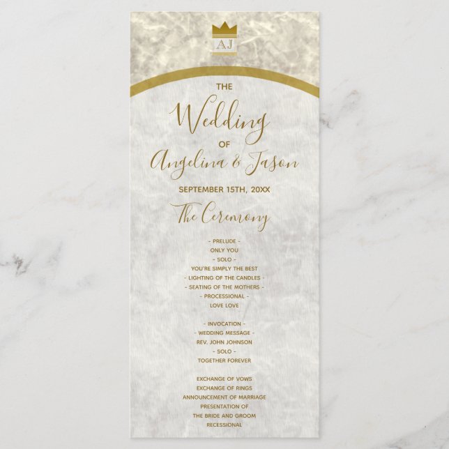 Elegante GoldWedding Programm (Vorderseite)