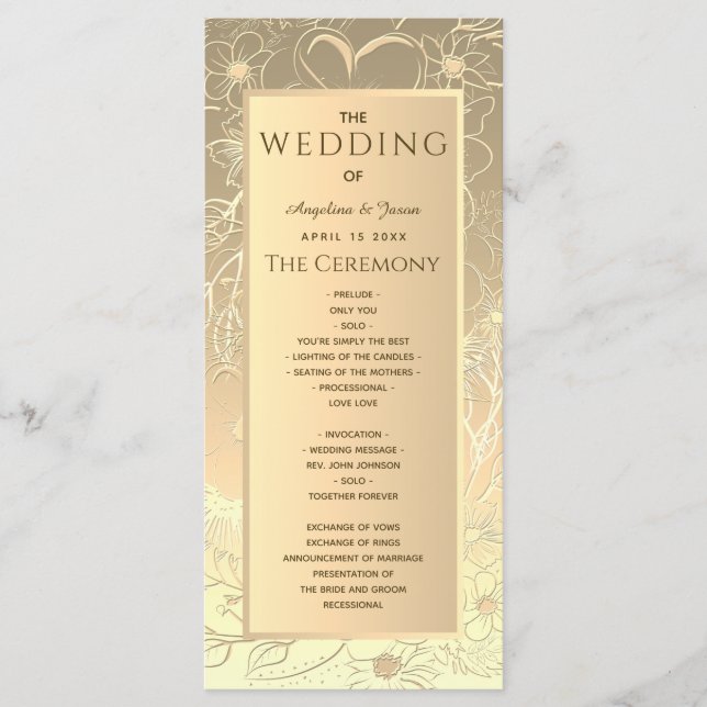 Elegante GoldWedding Programm (Vorderseite)
