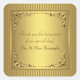 Elegante GoldWedding Quadratischer Aufkleber