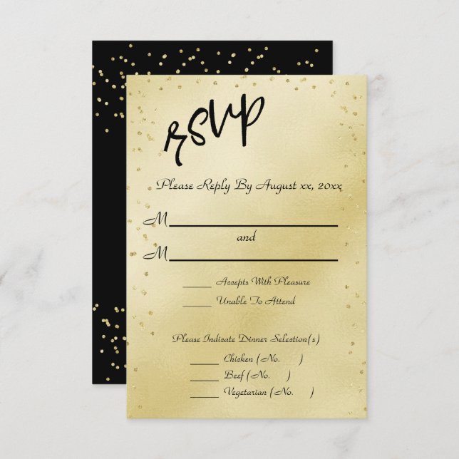 Elegante GoldWedding RSVP Karte (Vorne/Hinten)