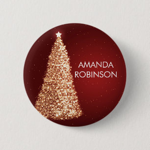 Elegante Goldweihnachtsbäume rot Button