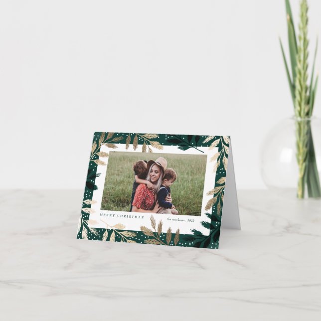 Elegante Goldzweige 3 Foto Weihnachten (Vorderseite)